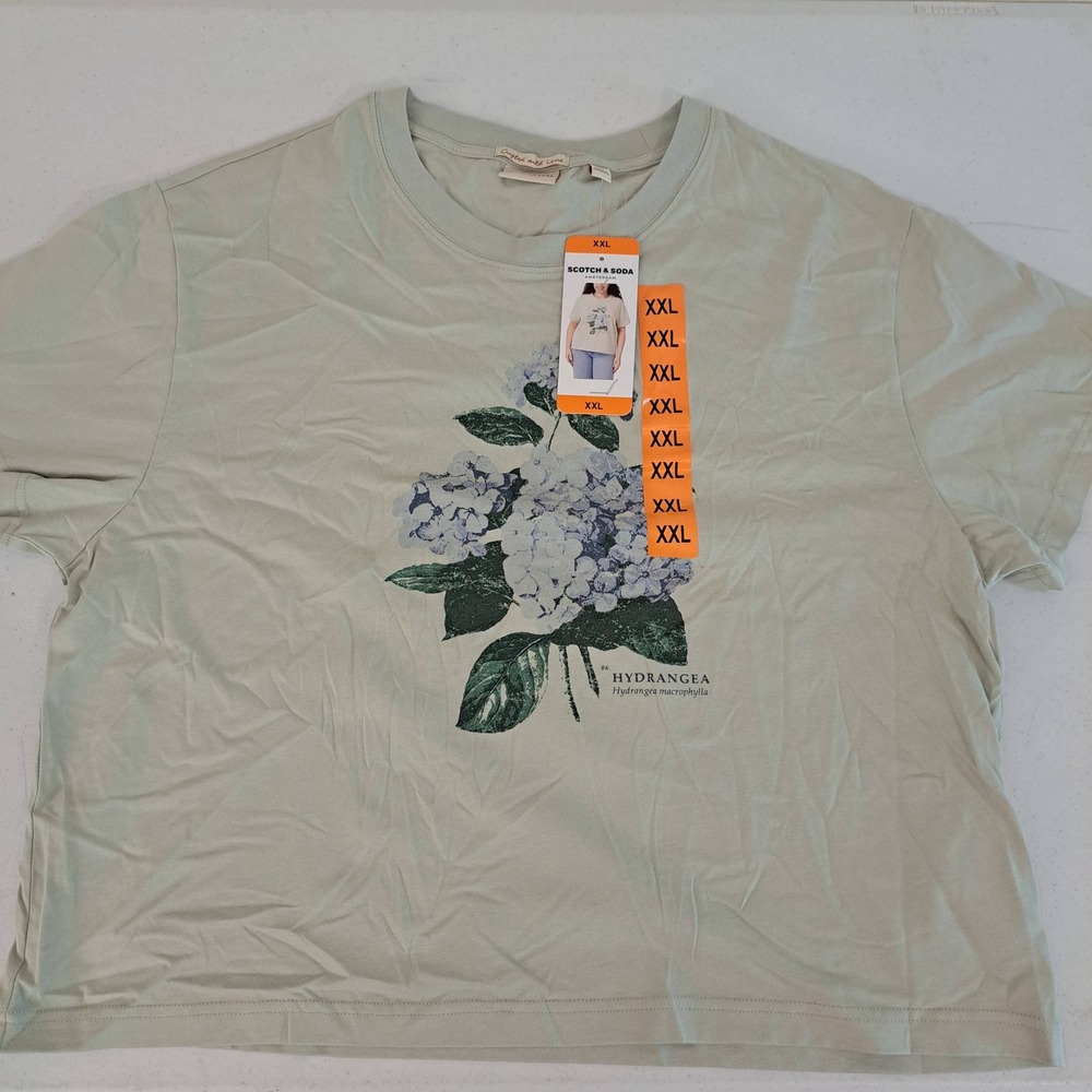 Scotch & Soda Womens Tee XXL Green NWT Hydrangea Botanical 1795-140